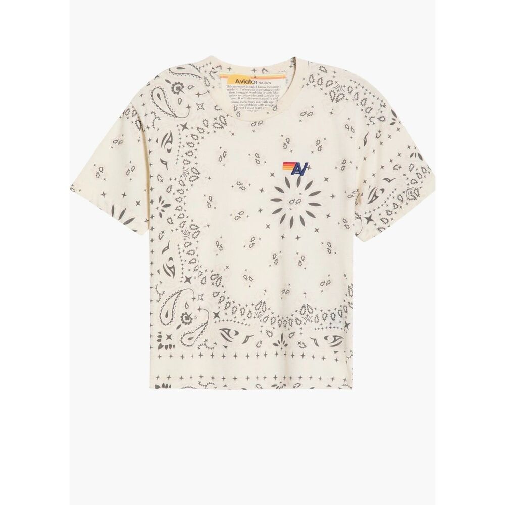 Aviator Nation BANDANA BOYFRIEND TEE - Vintage White XS NWT